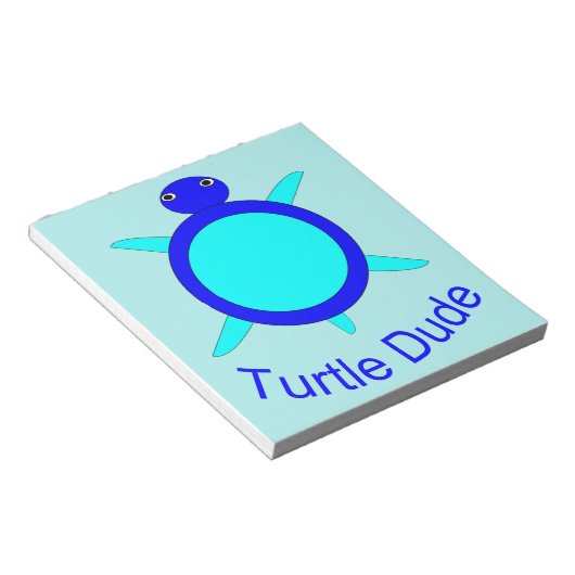Bloc-notes bleu clair Turtle Dude (Incliné)
