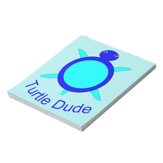 Bloc-notes bleu clair Turtle Dude (Tourné)