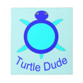 Bloc-notes bleu clair Turtle Dude (Devant)