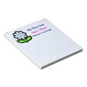 Bloc-notes bleu enseignant avec fleurs bleues (Incliné)