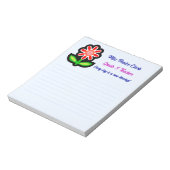 Bloc-notes bleu enseignant avec fleurs rouges (Tourné)