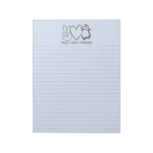 Bloc-notes bleu Peace Love Penguins Linked (Tourné)