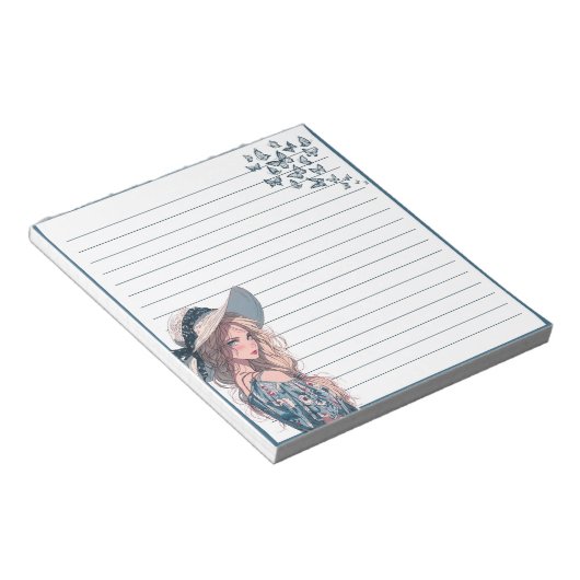 Bloc-notes bleu simple Anime Boho (Incliné)