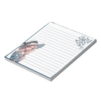 Bloc-notes bleu simple Anime Boho