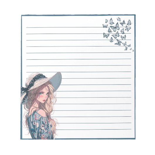 Bloc-notes bleu simple Anime Boho (Devant)