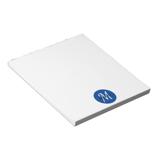 Bloc-notes bleu simple Monogramme classique tendan (Incliné)