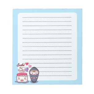 Bloc-notes bleu Sushi et Rolls