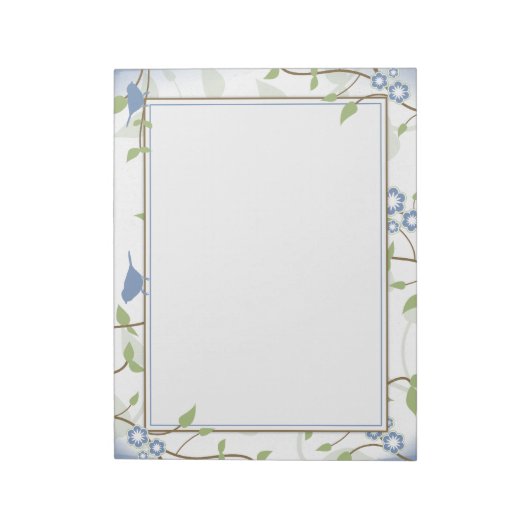 Bloc-notes bleu vert pour oiseaux chanteurs Floral (Tourné)