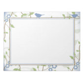 Bloc-notes bleu vert pour oiseaux chanteurs Floral (Devant)