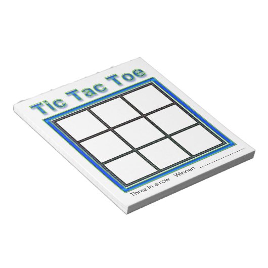 Bloc-notes bleu vert Tac Toe Game (Incliné)
