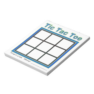 Bloc-notes bleu vert Tac Toe Game
