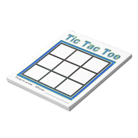 Bloc-notes bleu vert Tac Toe Game (Tourné)