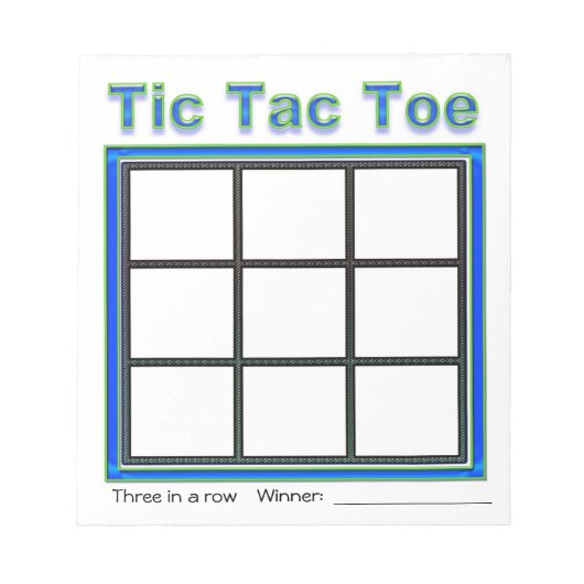 Bloc-notes bleu vert Tac Toe Game (Devant)