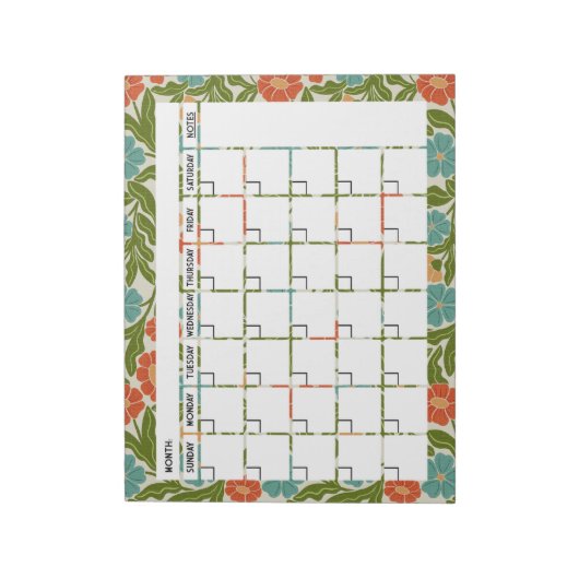 Bloc-notes Bohème Calendrier Fleur (Tourné)