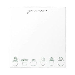 Bloc-notes bohème personnalisé avec succulentes aq