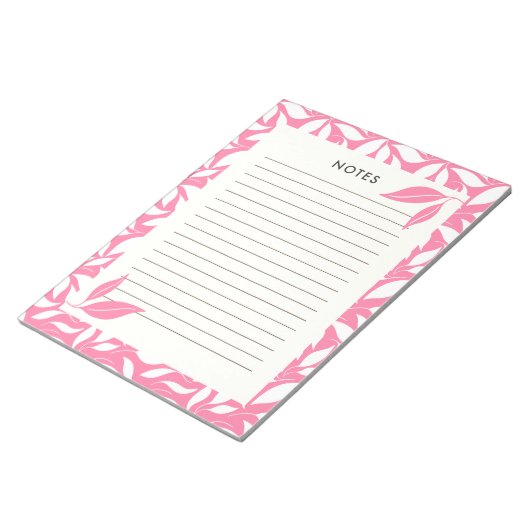 Bloc-notes botanique rose vif moderne (Incliné)