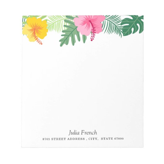 Bloc-notes botanique Tropical Pink Yellow Hibiscus (Devant)
