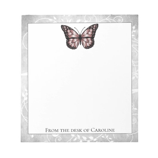 Bloc-notes brillant rose papillon (Devant)