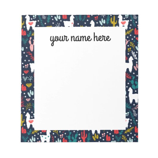 Bloc-notes Cactus et Alpaca personnalisés (Devant)