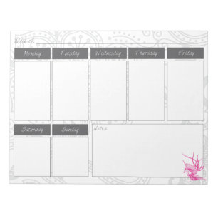 Bloc-notes Calendrier hebdomadaire Pink Bird & Flo