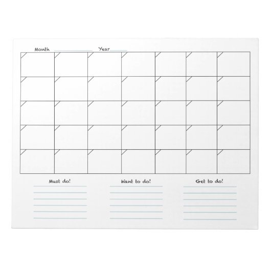 Bloc-notes Calendrier mensuel (Devant)