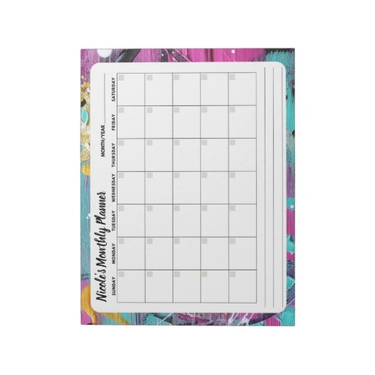 Bloc-notes Calendrier mensuel Abstrait (Tourné)