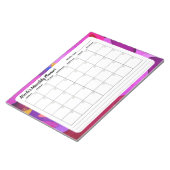 Bloc-notes Calendrier mensuel Abstrait pourpre (Incliné)