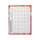 Bloc-notes Calendrier mensuel Abstrait rose orange (Tourné)