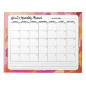 Bloc-notes Calendrier mensuel Abstrait rose orange (Devant)