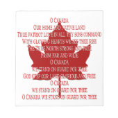 Bloc-notes Canada Hymne Souvenir Cadeaux Canada (Devant)