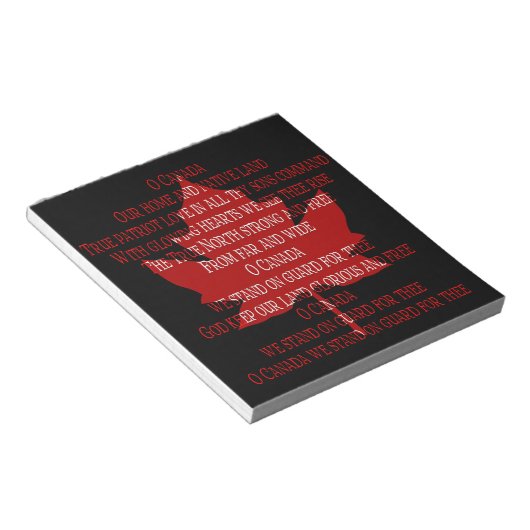 Bloc-notes Canada Hymne Souvenir Cadeaux Canada (Incliné)