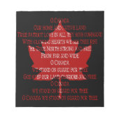 Bloc-notes Canada Hymne Souvenir Cadeaux Canada (Devant)