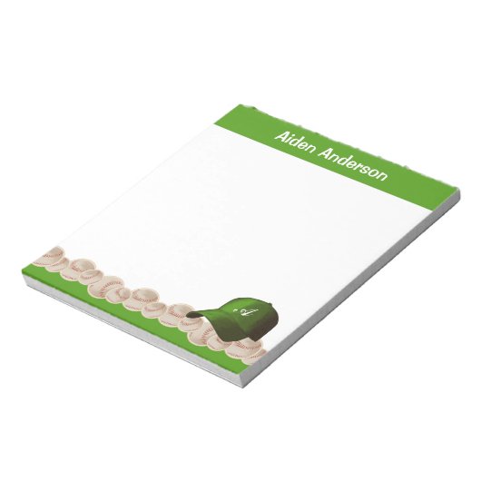 Bloc-notes Casquette de baseball Monogramme vert (Tourné)