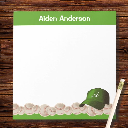 Bloc-notes Casquette de baseball Monogramme vert