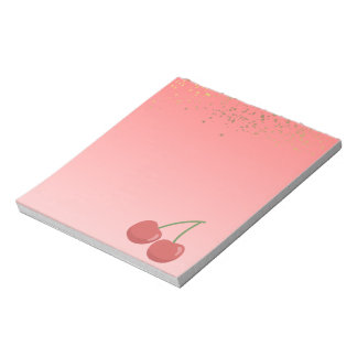 Bloc-notes Cerise Rose Pastel avec Paillettes Étoi