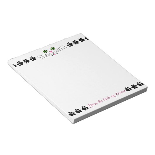 Bloc-notes Chat yeux et empreintes de pattes 5,5" (Incliné)
