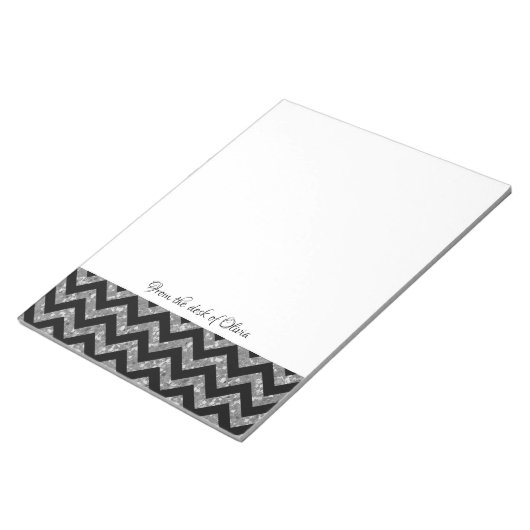 Bloc-notes Chevron Parties scintillant argent (Incliné)
