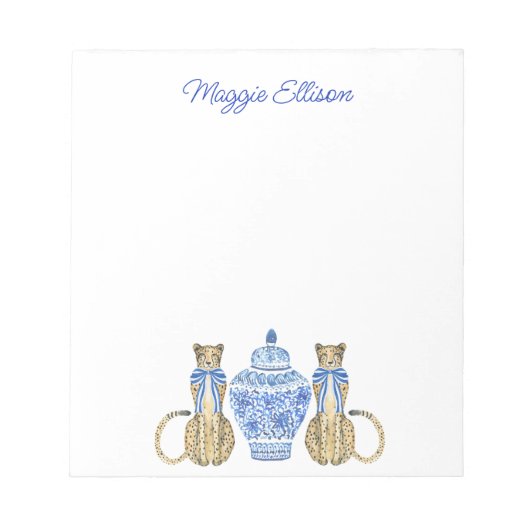 Bloc-notes Chinoiserie Aquarelle Cheetah Ginger Ja (Devant)