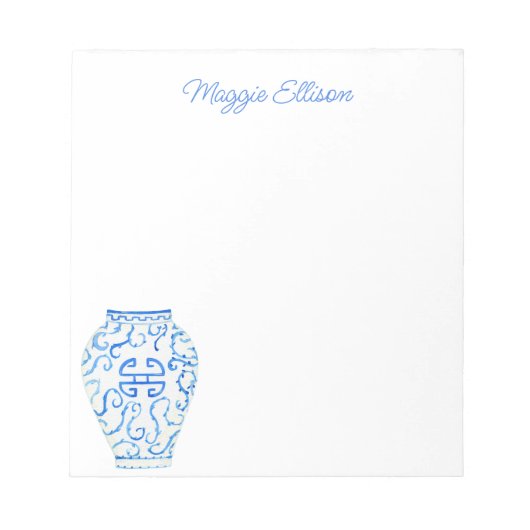 Bloc-notes Chinoiserie Aquarelle Ginger Jar Vase (Devant)