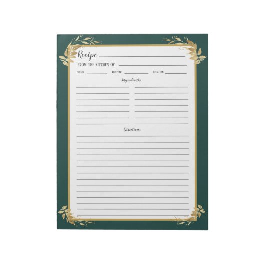 Bloc-notes Classeur Emerald Green Gold Foliage Rec (Tourné)