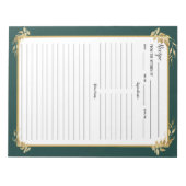 Bloc-notes Classeur Emerald Green Gold Foliage Rec (Devant)
