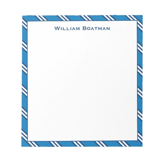 Bloc-notes classique à motif rayure diagonale bleu (Devant)