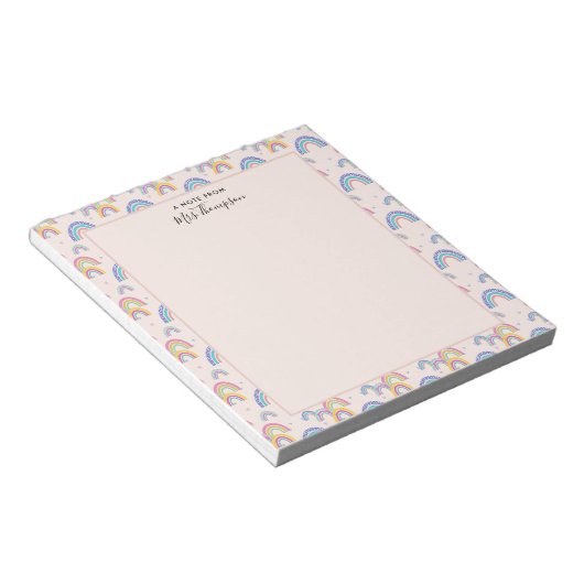 Bloc-notes Coeur arc-en-ciel rose pâle mignon Boho (Incliné)