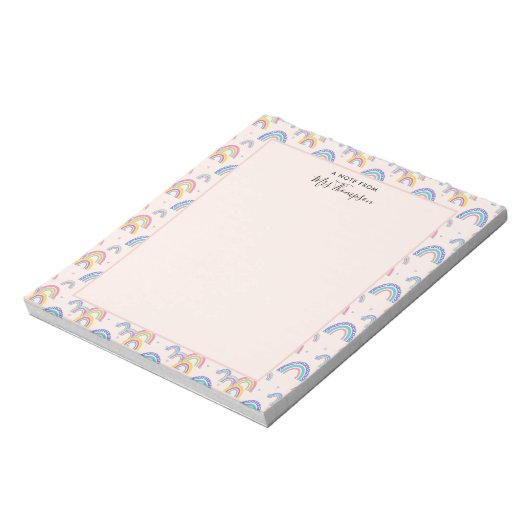 Bloc-notes Coeur arc-en-ciel rose pâle mignon Boho (Tourné)