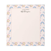 Bloc-notes Coeur arc-en-ciel rose pâle mignon Boho (Devant)