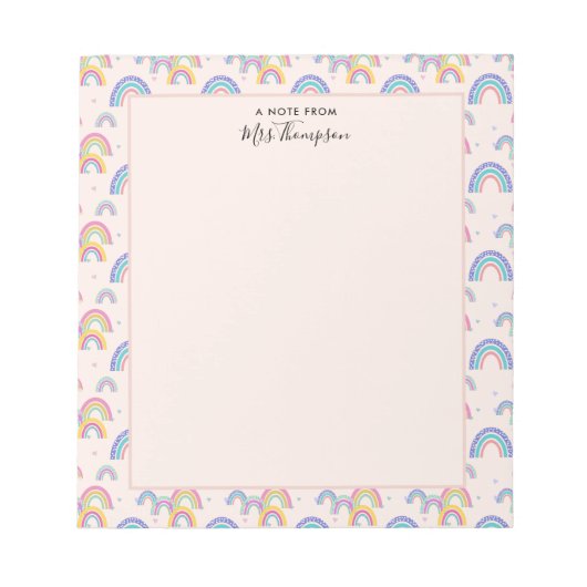 Bloc-notes Coeur arc-en-ciel rose pâle mignon Boho (Devant)