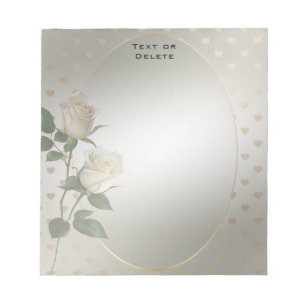 Bloc-notes Coeurs or Roses blanches