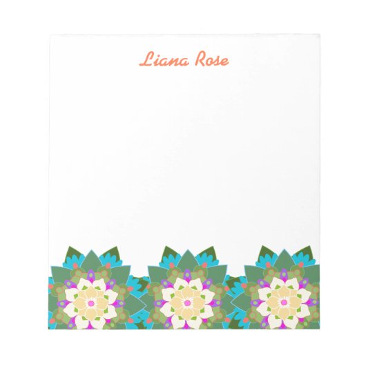 Bloc-notes coloré Lotus Floral (Devant)