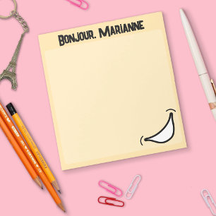 Bloc-notes coloré vibrant avec grand sourire