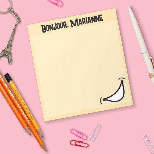 Bloc-notes coloré vibrant avec grand sourire